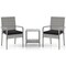 Mix Grey Rattan 3-Piece Patio Bistro Set with Cushions and Glass Table